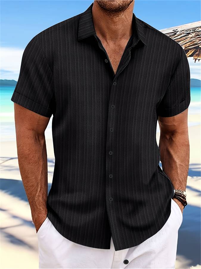 Owen | Relaxed Fit Gestreept Korte Mouwen Zomerhemd
