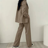 Athena | Effen Blazer- en Rechte Pantalon Set voor Dames