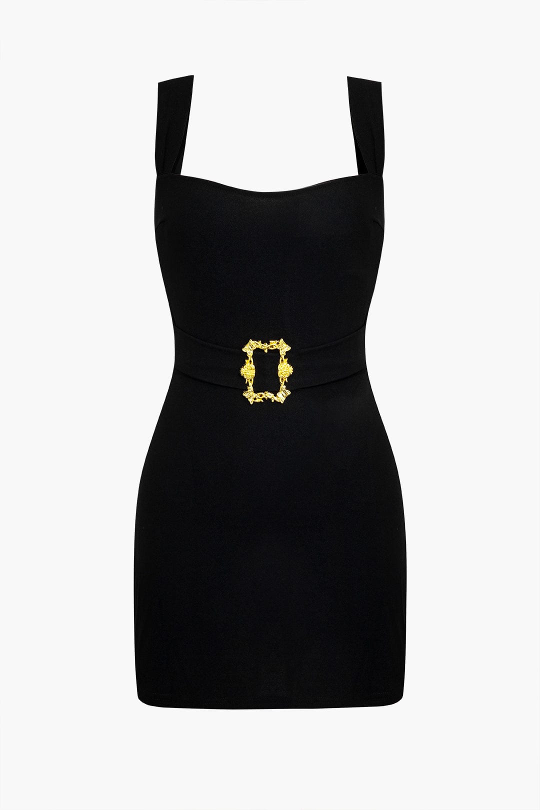 Amara | Elegante Zwarte Minidress met Gouden Ceintuur – Tijdloze Raffinement voor Stijlvolle Optredens