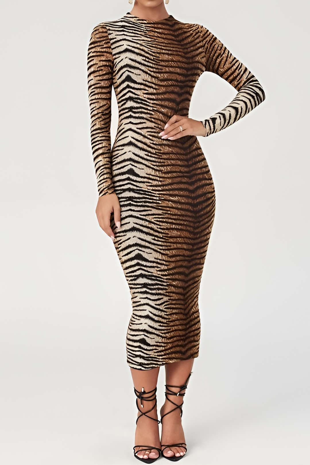 Leona | Elegante Luipaard-Print Midi-jurk – Wild & Stijlvol