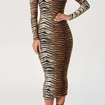 Leona | Elegante Luipaard-Print Midi-jurk – Wild & Stijlvol