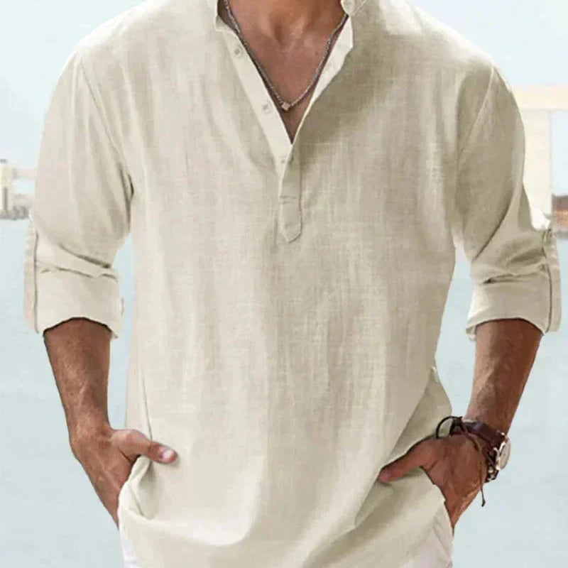 Roan™ Heren Linnen Shirt met Lange Mouwen