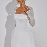Nina | Satijnen Minidress met Glanzende Lange Mouwen