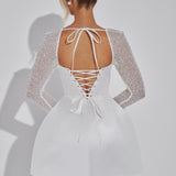 Nina | Satijnen Minidress met Glanzende Lange Mouwen