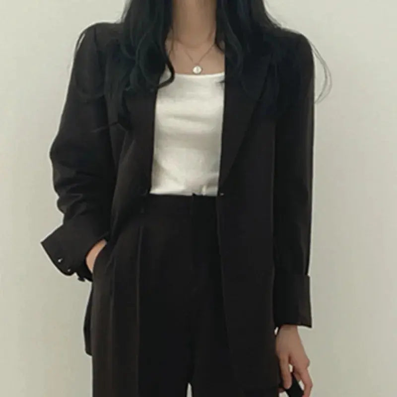 Athena | Effen Blazer- en Rechte Pantalon Set voor Dames