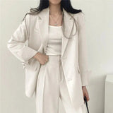Athena | Effen Blazer- en Rechte Pantalon Set voor Dames