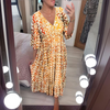 Los Boho-jurk met V-hals en grafisch patroon – Enkel lengte