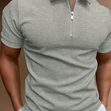 Heren Polo Korte Mouw Rits Modern Fit