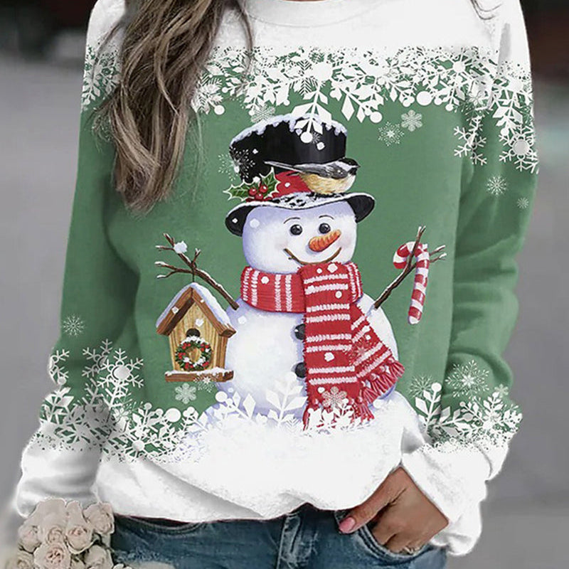 Vrouwen Snowman Kerst Sweatshirt | Zachte Voel en Feestelijke Winterstijl