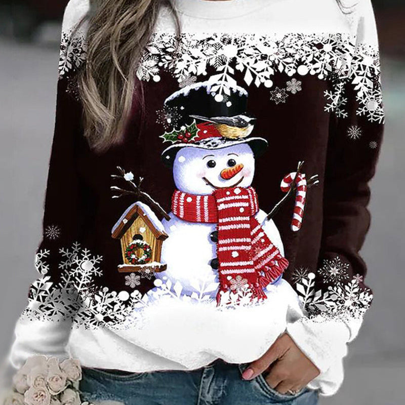 Vrouwen Snowman Kerst Sweatshirt | Zachte Voel en Feestelijke Winterstijl