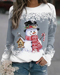 Vrouwen Snowman Kerst Sweatshirt | Zachte Voel en Feestelijke Winterstijl