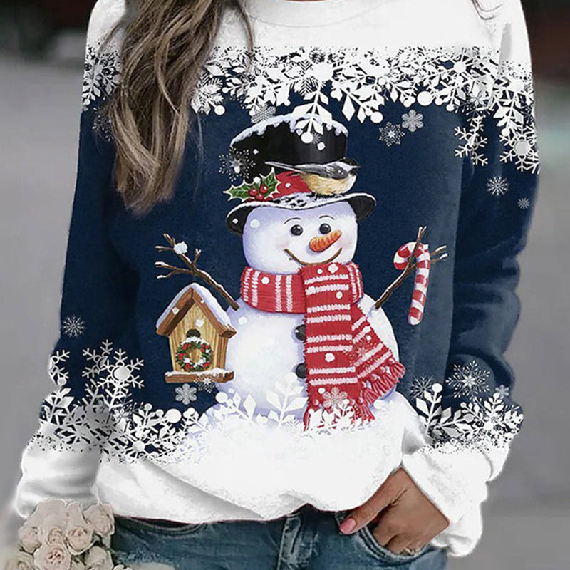 Vrouwen Snowman Kerst Sweatshirt | Zachte Voel en Feestelijke Winterstijl
