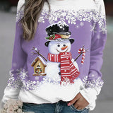 Vrouwen Snowman Kerst Sweatshirt | Zachte Voel en Feestelijke Winterstijl
