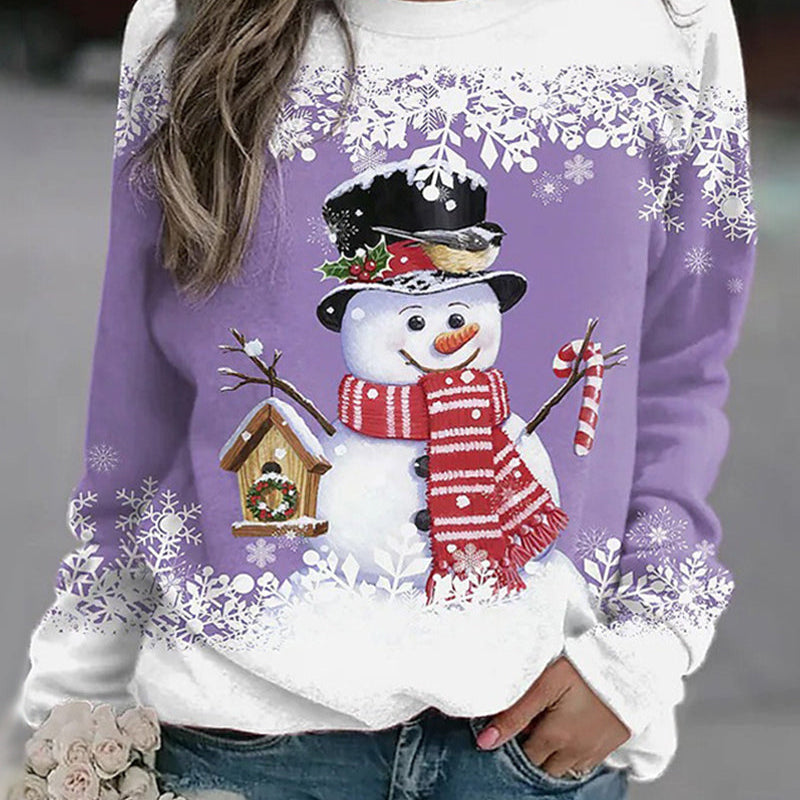 Vrouwen Snowman Kerst Sweatshirt | Zachte Voel en Feestelijke Winterstijl