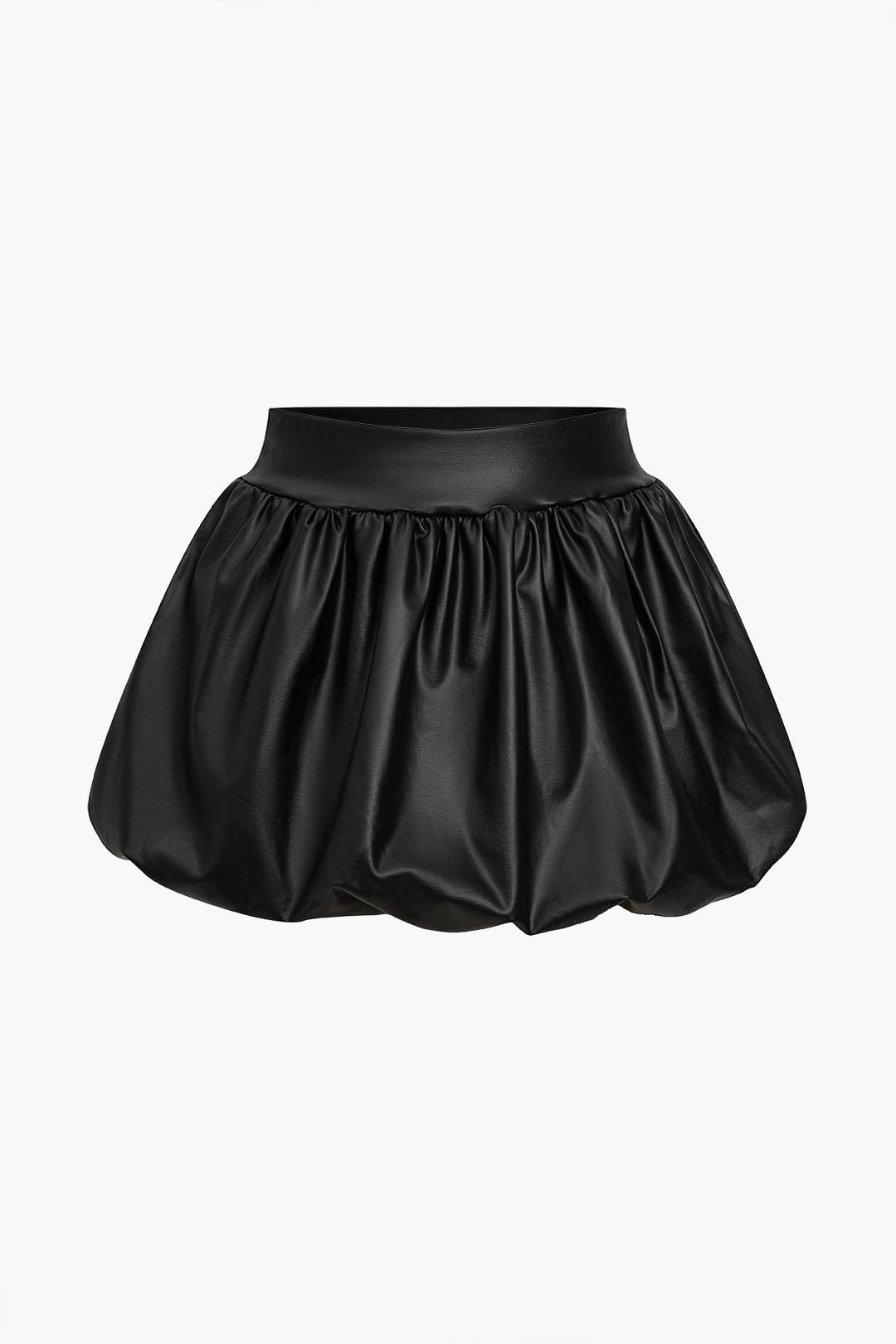 Cordula | Extravagantere Ballon-Minirok van Kunstleer met Elastische Tailleband