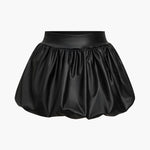 Cordula | Extravagantere Ballon-Minirok van Kunstleer met Elastische Tailleband