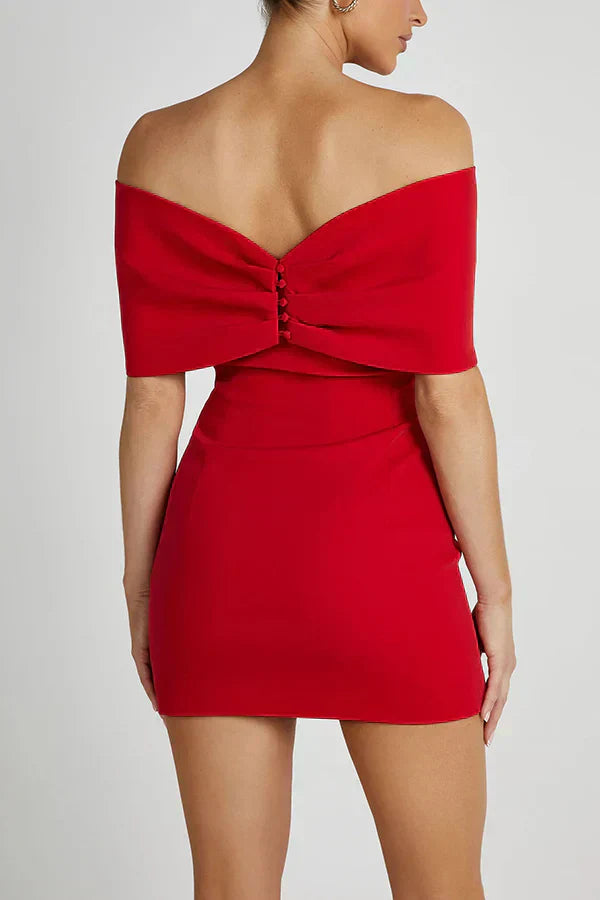 Elly | Off-shoulder Minikleed met Strikdetail