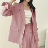 Athena | Effen Blazer- en Rechte Pantalon Set voor Dames