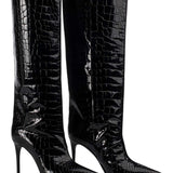 Camille | Croco-Leren Laarzen met Stiletto-Hak
