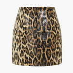 Lunaria | Glamoureuze Pailletten Minirok met opvallende Luipaardprint
