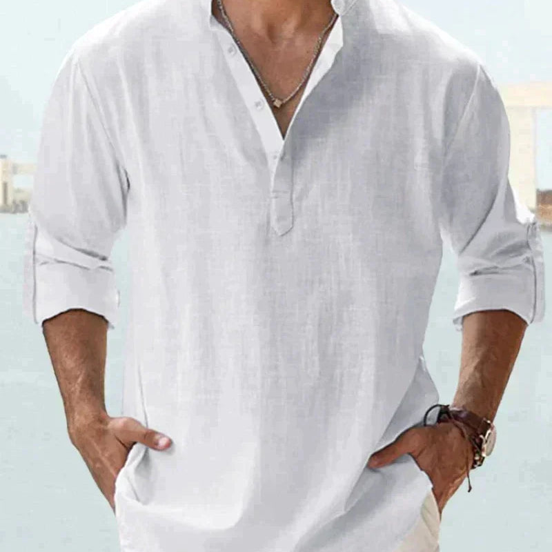 Roan™ Heren Linnen Shirt met Lange Mouwen