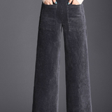 Corduroy Damesbroek – Elegante Broek met Wijde Pijpen en Zachte Ribstof