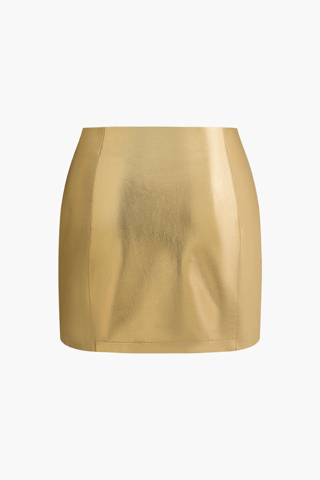 Freyja | Glanzende Gouden Metallic Minirok met getailleerde pasvorm en hoge taille