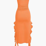 Sofia | Elegante Bandeau-Maxikleed met Volant-Details – Tijdloze Raffinement