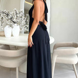 Elegante Maxidress met Halternek en Beenopening