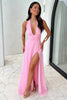 Elegante Maxidress met Halter en Beenopening