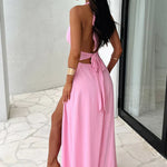 Elegante Maxidress met Halter en Beenopening