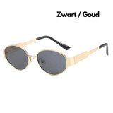 Vintage Zonnebril met Metalen Frame en Groene Glazen