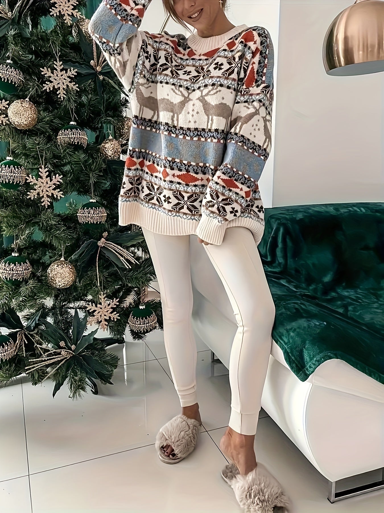 Lotte Marceau | Luxe Gebreide Kersttrui met Rendierpatroon – Mode Zaanstad