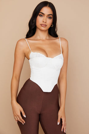 Eliza | Stijlvolle Witte Bustier-Top met Dunne Bandjes