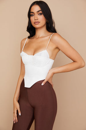 Eliza | Stijlvolle Witte Bustier-Top met Dunne Bandjes