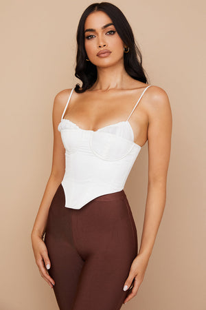 Eliza | Stijlvolle Witte Bustier-Top met Dunne Bandjes