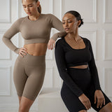 Sienna | Naadloze Crop Longsleeve in Espresso