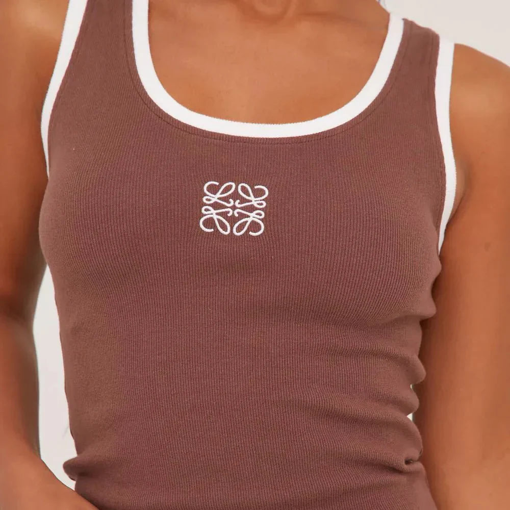 Lina | Geribbelde Tanktop met Borduring