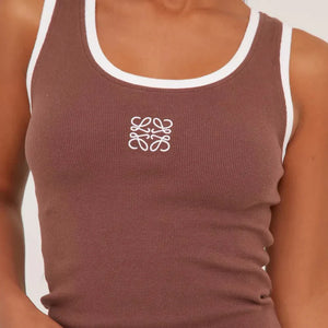 Lina | Geribbelde Tanktop met Borduring