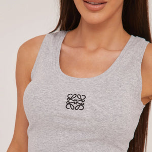 Lina | Geribbelde Tanktop met Borduring