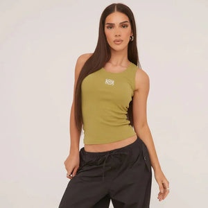 Lina | Geribbelde Tanktop met Borduring