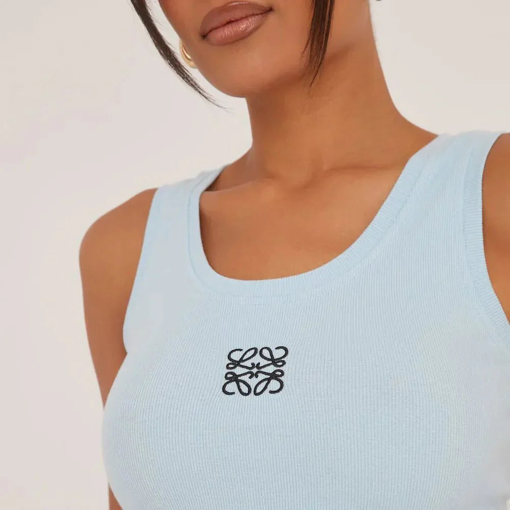 Lina | Geribbelde Tanktop met Borduring