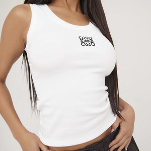 Lina | Geribbelde Tanktop met Borduring