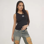 Lina | Geribbelde Tanktop met Borduring