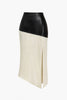 Danica | Elegante Midirok met asymmetrisch Kunstleer en Linnen-Design