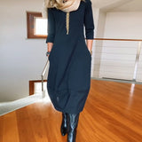 Claudia™ Elegante Midi-Jurk met Lange Mouwen