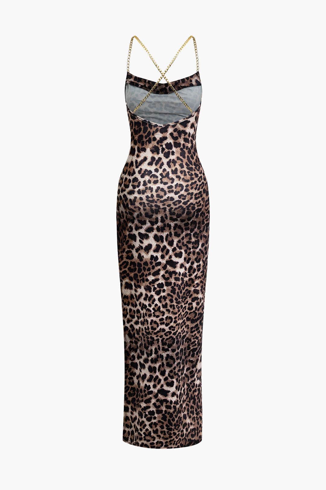 Amelie | Verleidelijk Leopard Maxikleed – Sensuele Look met Beinsplit