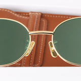 Vintage Zonnebril met Metalen Frame en Groene Glazen