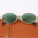 Vintage Zonnebril met Metalen Frame en Groene Glazen