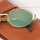 Vintage Zonnebril met Metalen Frame en Groene Glazen